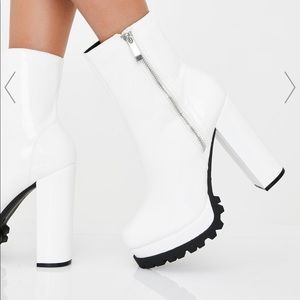 White platform ankle boot